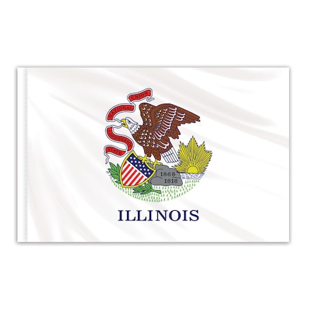 Illinois Indoor Nylon Flag 5'x8' With Gold Fringe